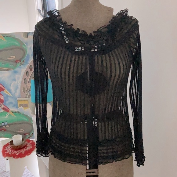 Sheer striped long sleeve Top by COOPER STREET - Picture 2 of 8